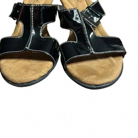 NATURALIZER shoes,woman size 9.5M.  Sandals,Black patent,wedge sandals,NEW,comfy - Picture 8 of 13